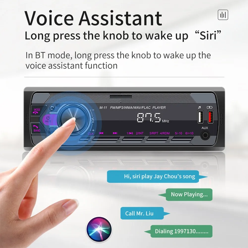 1 Din Car Radio Stereo Bluetooth Receiver Fast Charging Jack