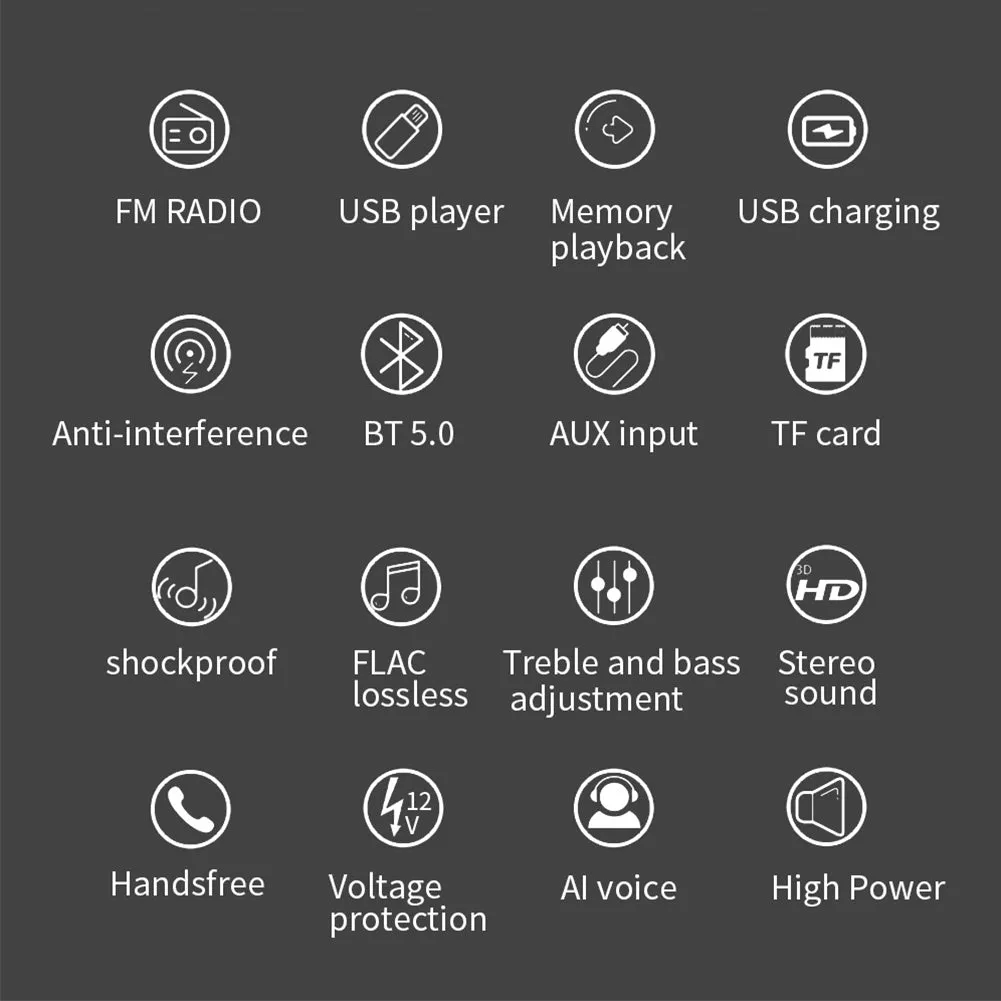 1 Din Car Radio Stereo Bluetooth Receiver Fast Charging Jack