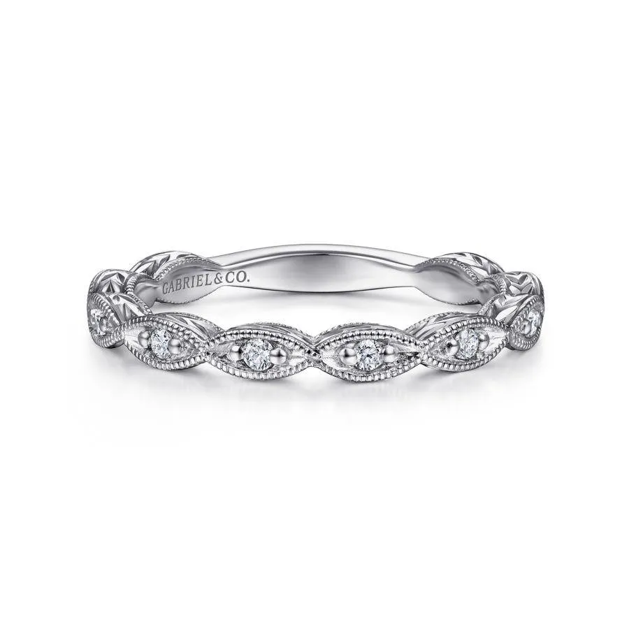 14K White Gold Diamond Band