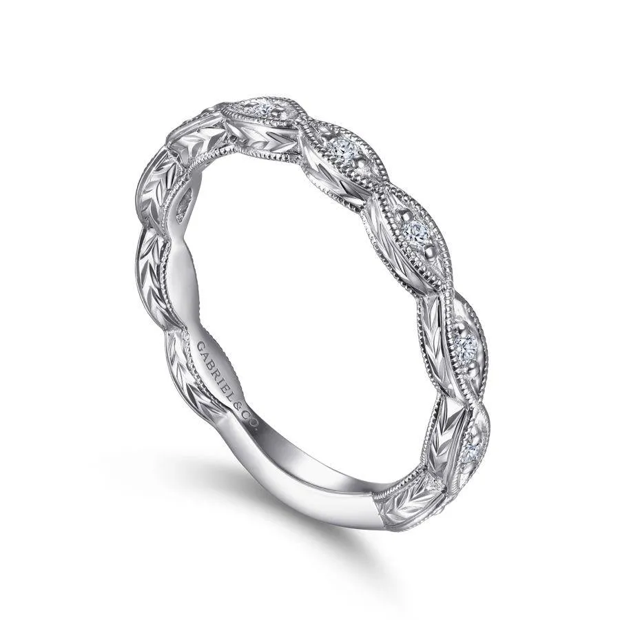 14K White Gold Diamond Band