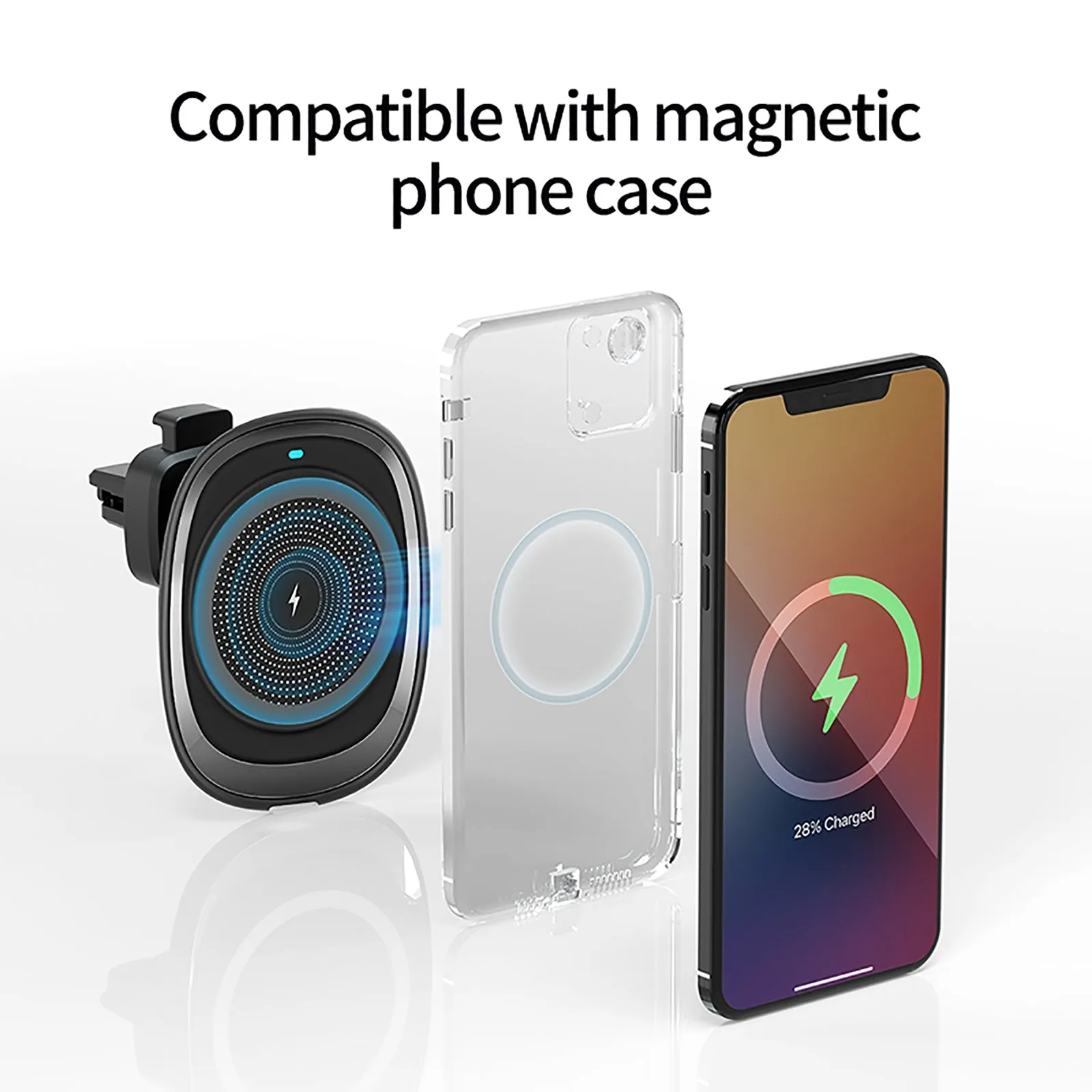 15w Magnetic Wireless Car Charger Fast Charging Air Vent Phone
