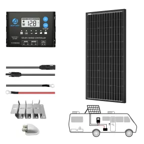 200W 12V Monocrystalline Solar RV Kit 20A PWM Charge Controller (1x200W 20A Kit)