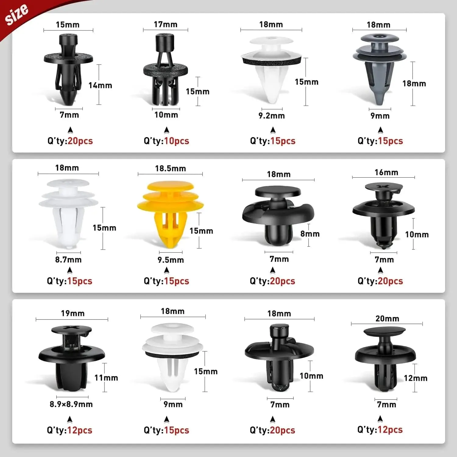 204 Pcs Bumper Retainer Clips Car Push Retainer Kit