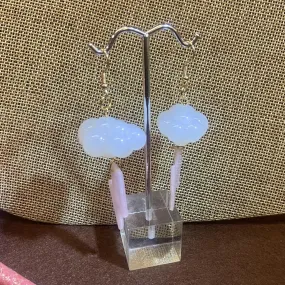 3d cloud and pink lightning bolt earrings