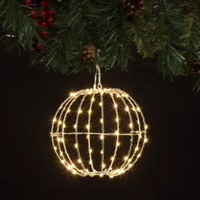 45cm Warm White Foldable Silver Metal Sphere - 180 LEDS