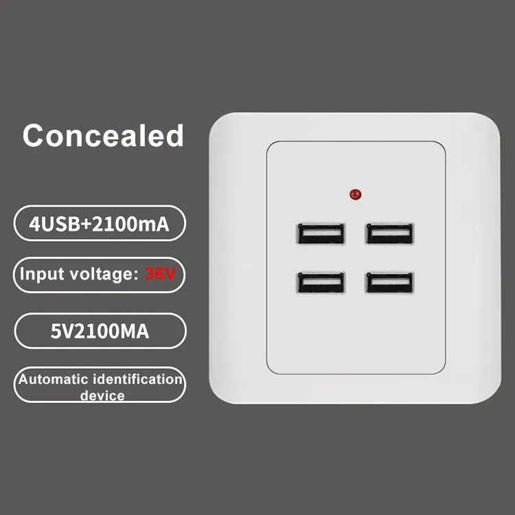 5V 3.1A 4 Ports USB Wall Charger Adapter Dock Station Socket Power Panel, 36V input