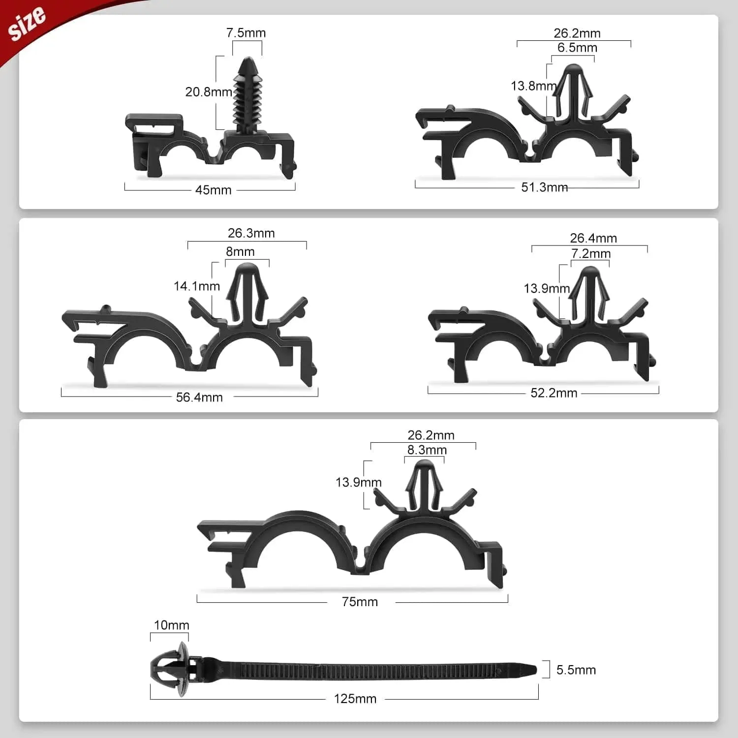 60 Pcs Universal Wiring Harness Routing Clip Assortment Kit