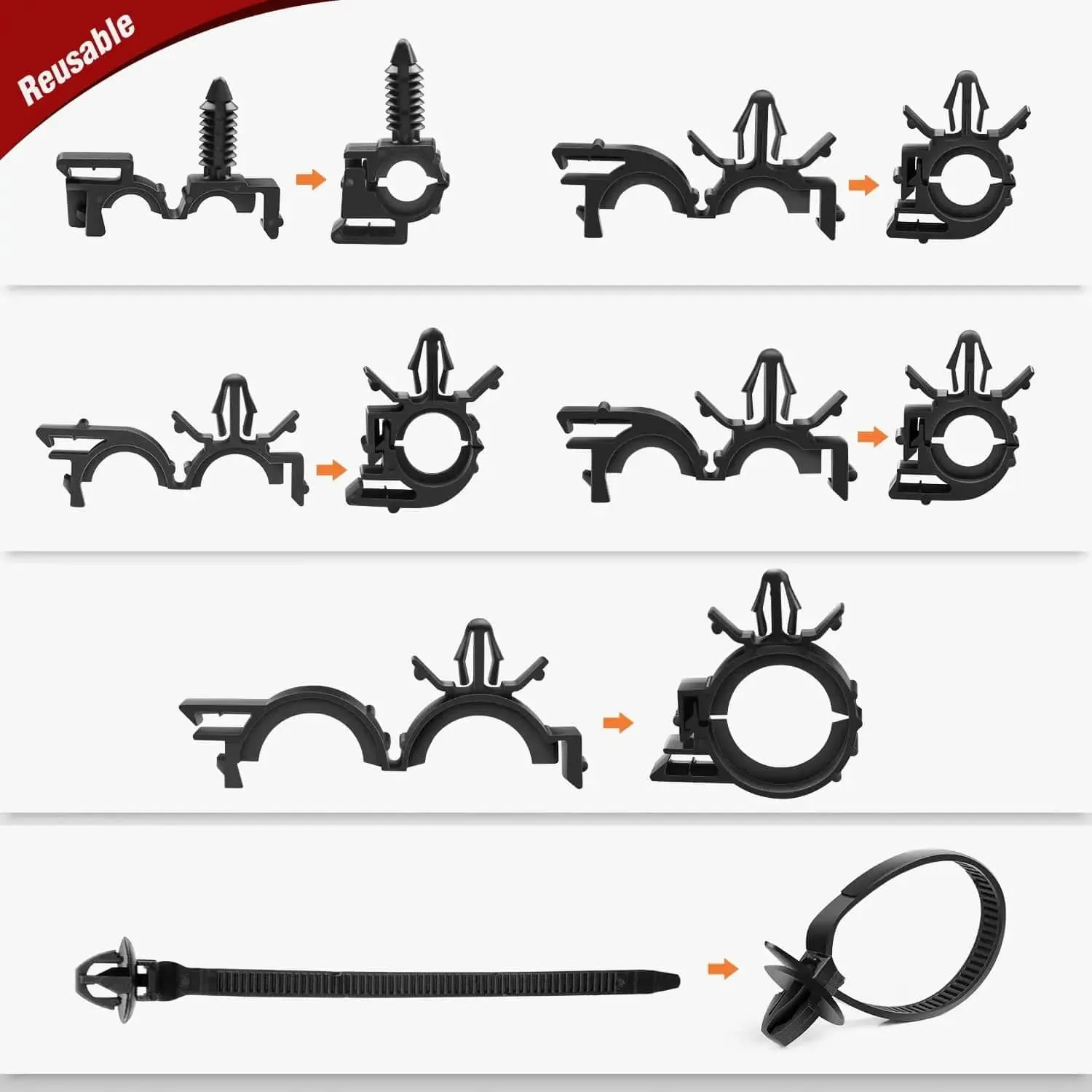 60 Pcs Universal Wiring Harness Routing Clip Assortment Kit