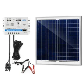 60W 12V Solar Charger Kit, 5A Charge Controller with Alligator Clips by ACOPOWER