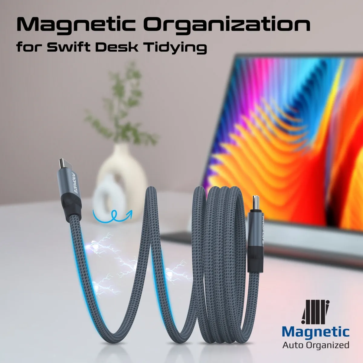 60W Power Delivery Self-Organizing Magnetic USB-C Cable