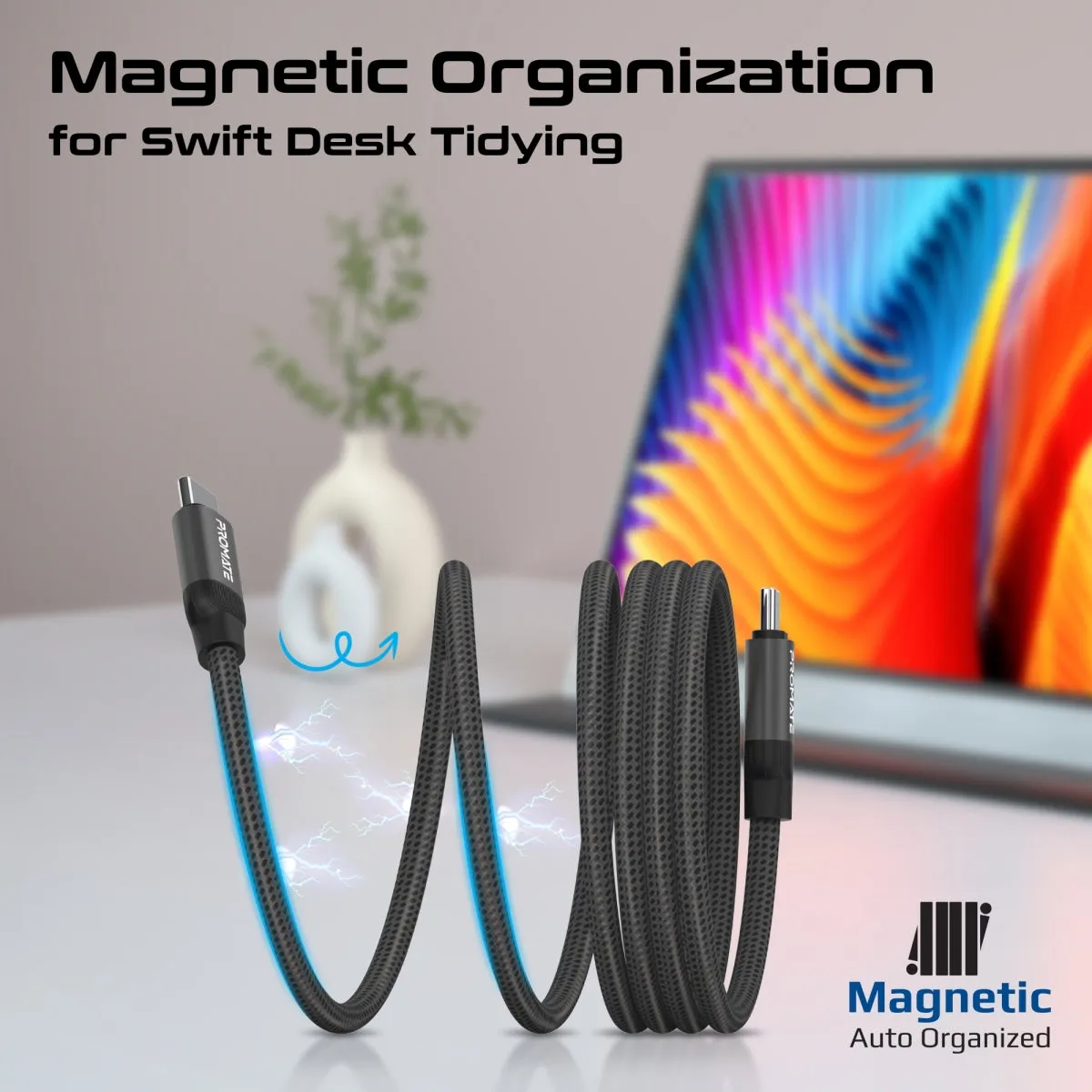 60W Power Delivery Self-Organizing Magnetic USB-C Cable