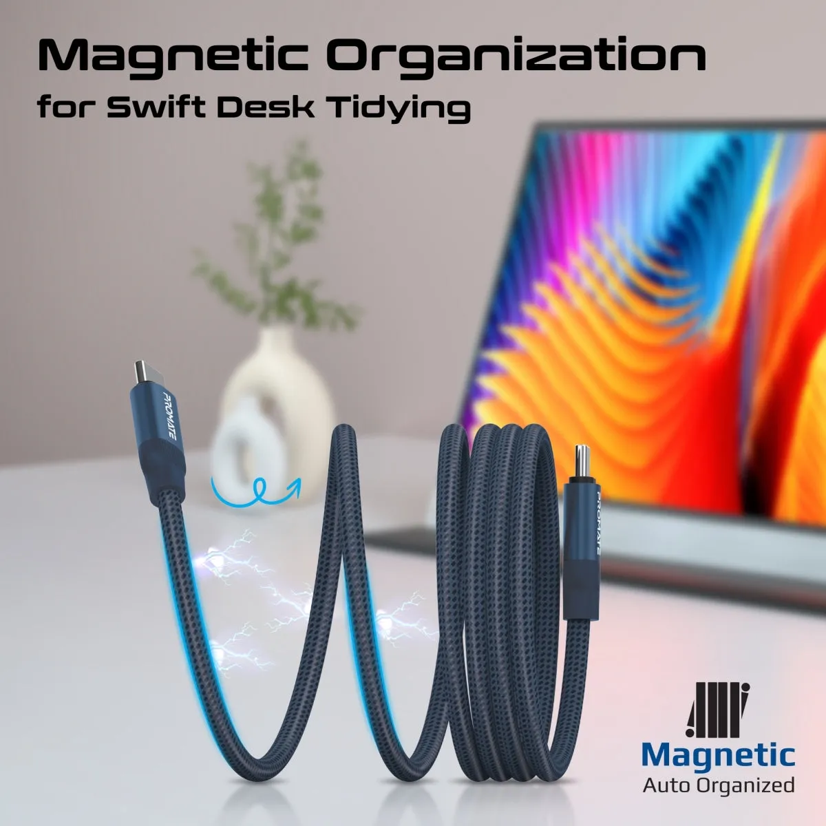 60W Power Delivery Self-Organizing Magnetic USB-C Cable