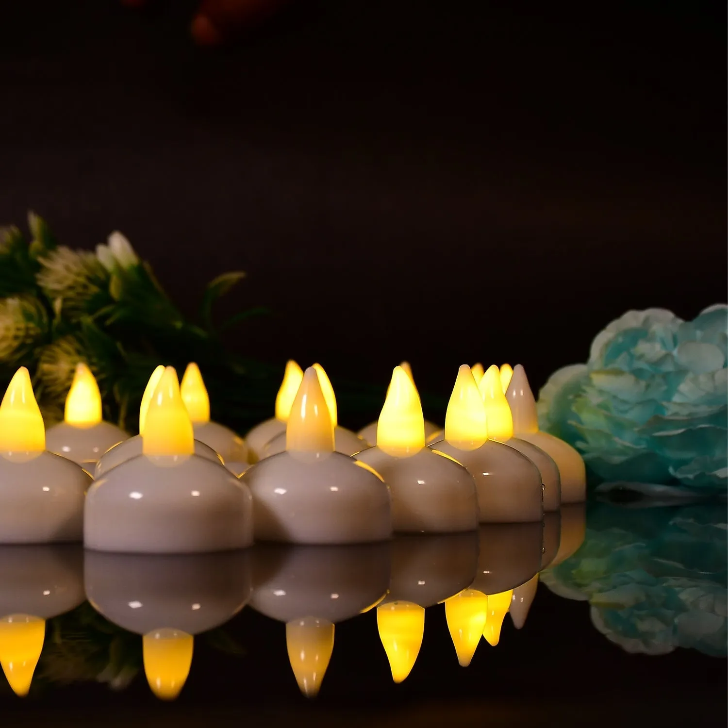 6433 Set of 8Pcs With transparent box. Flameless Floating Candles Battery Operated Tea Lights Tealight Candle - Decorative, Wedding.