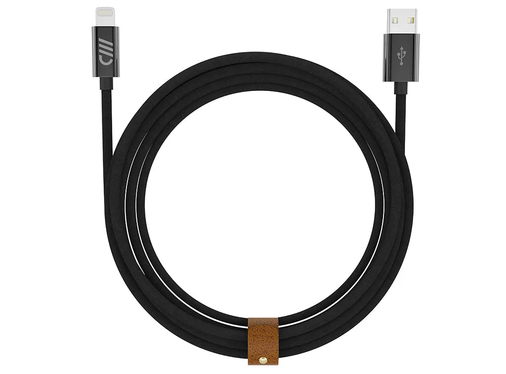 6ft Marbled Woven Braid Lightning Cable with Leather Strap
