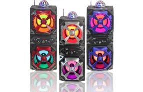 800 Watts Powered Portable Multimedia Speaker with Disco Ball and Stereo Sound