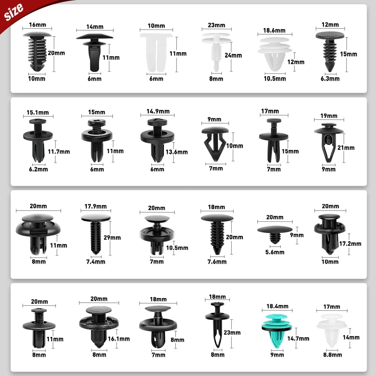 845 Pcs Car Push Retainer Clips Auto Fasteners Assortment