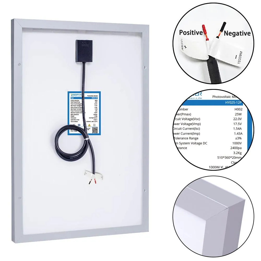 ACOPOWER 25W Off-grid Solar Kits, 5A charge controller with SAE