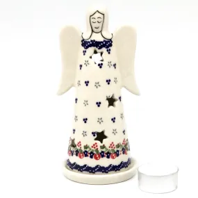 Angel Tea Candle Holder in Holiday Wreath
