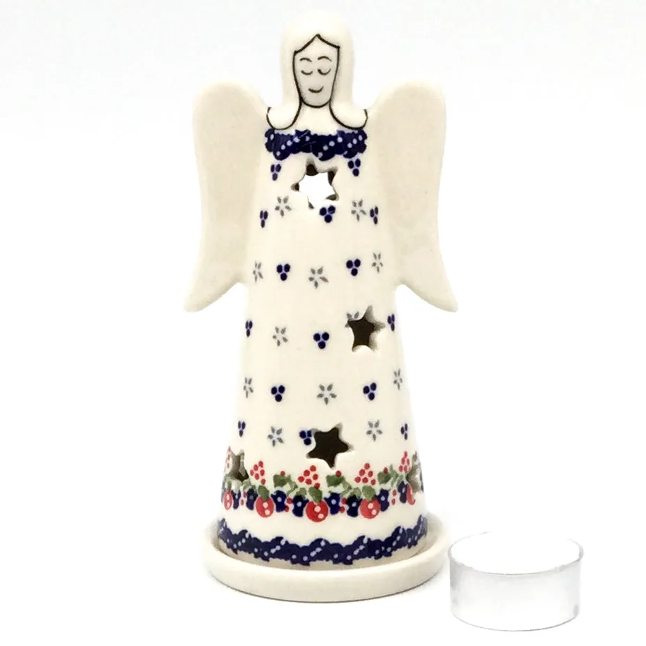 Angel Tea Candle Holder in Holiday Wreath