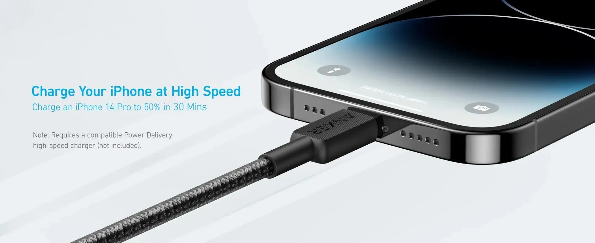 Anker 322 USB-C to Lightning Cable (3ft Braided) - Black