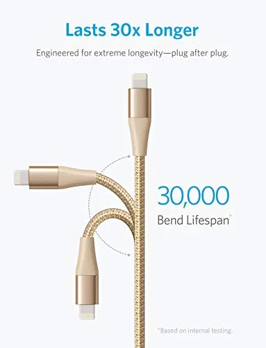 Anker iPhone Charger Cable 10 foot, PowerLine  II Lightning Cable, (10 ft MFi Certified) Extra Long iPhone Charging Cord Compatible with iPhone SE 11 Pro Max Xs MAX XR X 8 7 6S, iPad 8 and More (Gold)