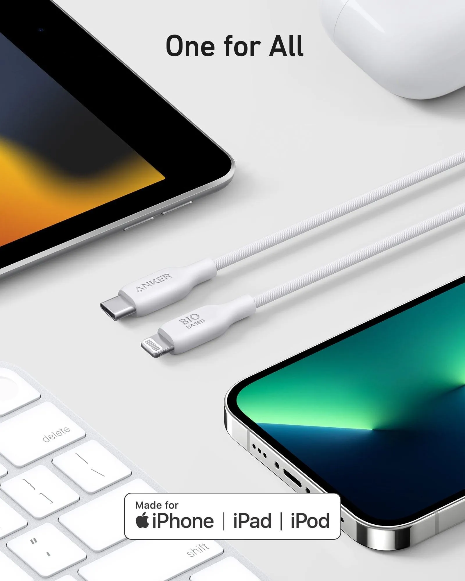 Anker PowerLine 542 USB-C to Lightning (Bio-Based) (1.8m/6ft) -White
