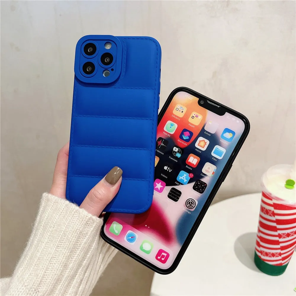 Anymob iPhone Matte Blue Jacket Silicone Case Camera Protection Shockproof Back Cover