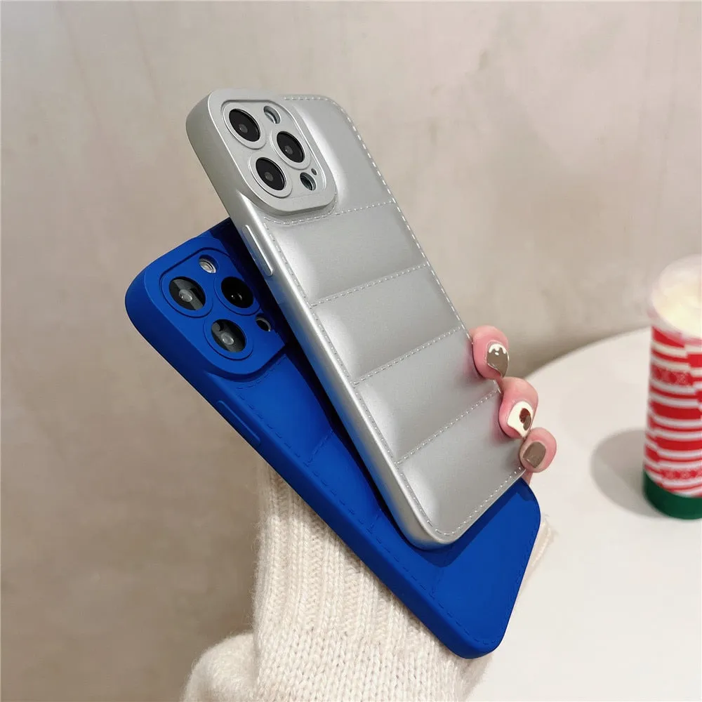 Anymob iPhone Matte Blue Jacket Silicone Case Camera Protection Shockproof Back Cover
