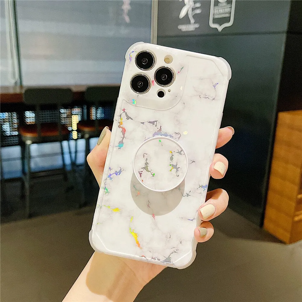 Anymob iPhone Red Violet Ring Protection Phone Case Gradient Marble Corner Shockproof Cover