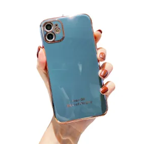 Anymob iPhone Teal Plating Lens Protection Phone Case Soft Silicon Cover Case