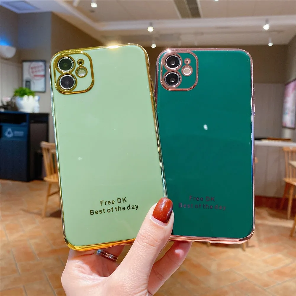 Anymob iPhone Teal Plating Lens Protection Phone Case Soft Silicon Cover Case