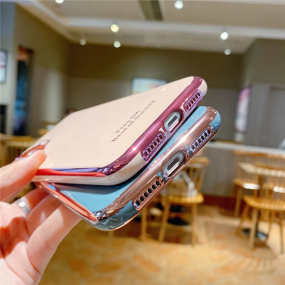Anymob iPhone Teal Plating Lens Protection Phone Case Soft Silicon Cover Case