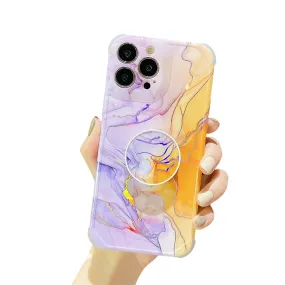Anymob iPhone Violet Ring Protection Phone Case Gradient Marble Corner Shockproof Cover