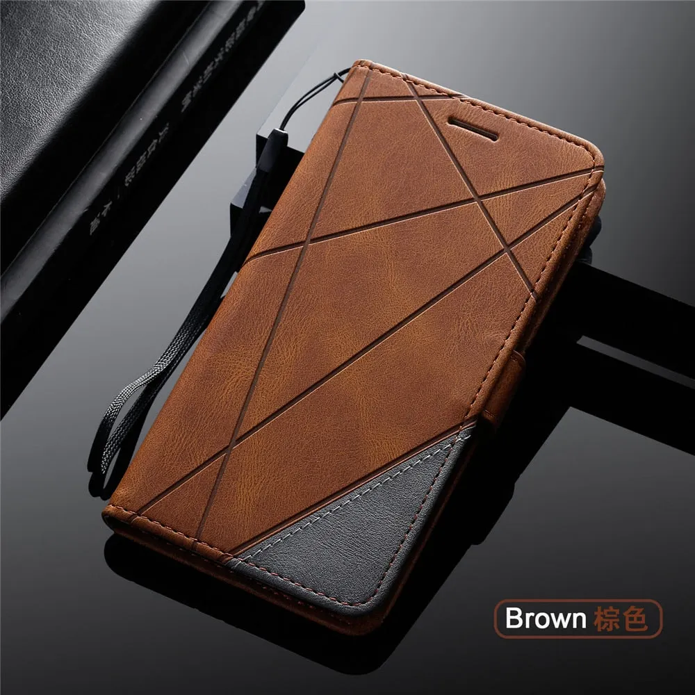 Anymob Samsung Brown Luxury Leather Case Mobile Phone Cover Protection