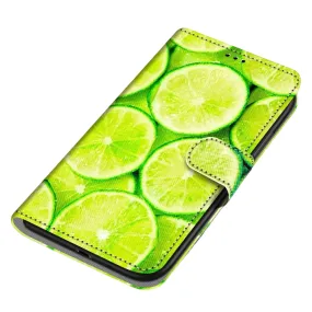 Anymob Samsung Case Mint Green Lemon Magnetic Flip Leather Card Slot Wallet Phone Cover Protection