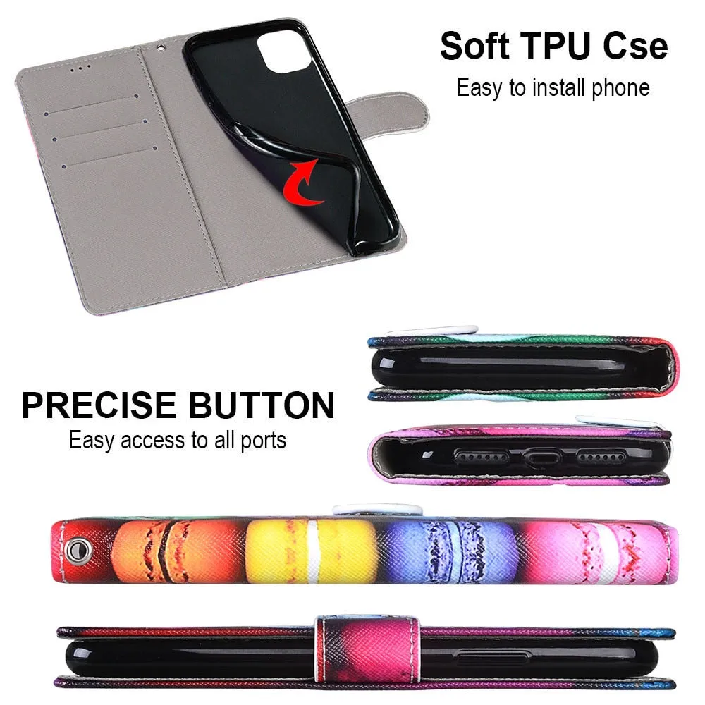 Anymob Samsung Case Mint Green Lemon Magnetic Flip Leather Card Slot Wallet Phone Cover Protection