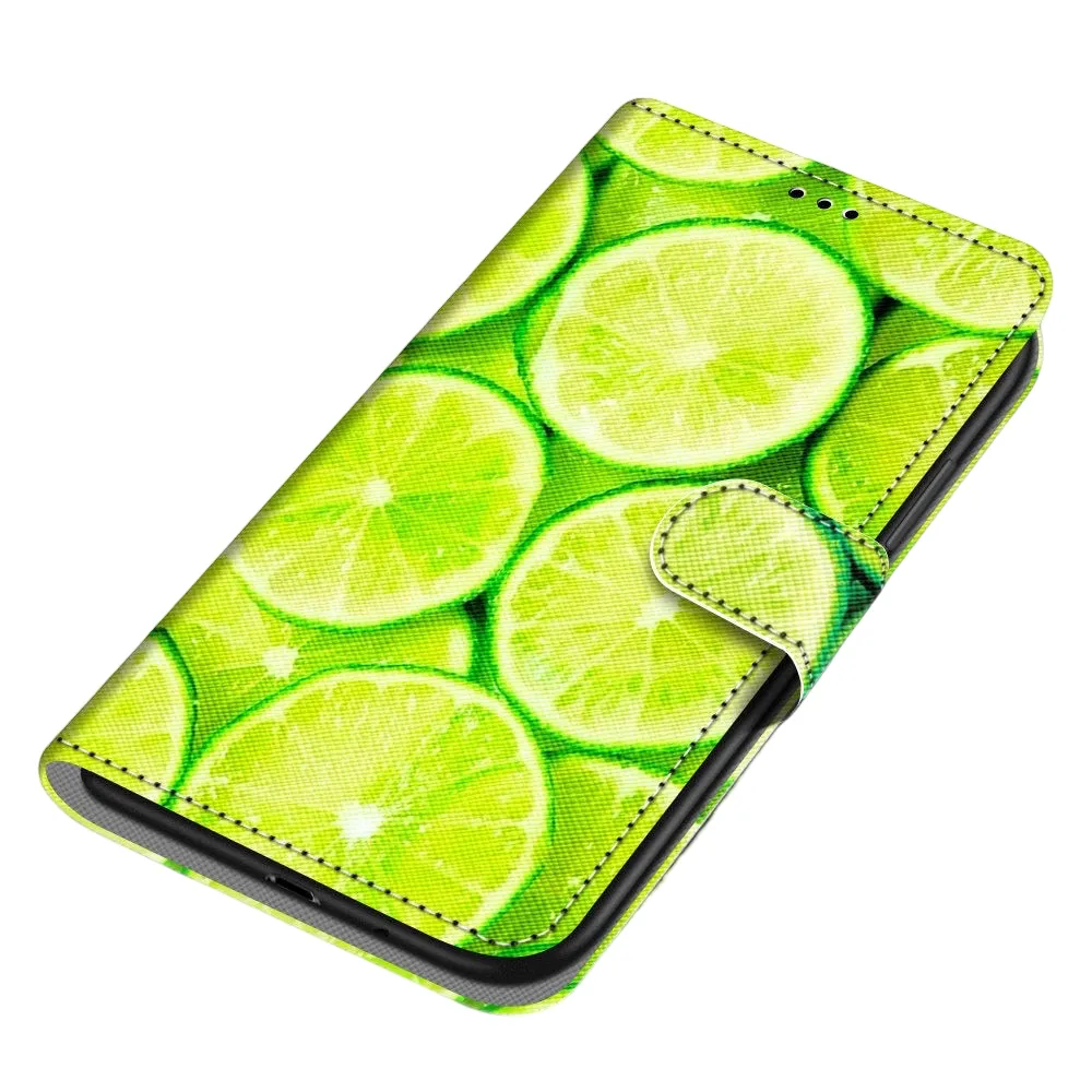Anymob Samsung Case Mint Green Lemon Magnetic Flip Leather Card Slot Wallet Phone Cover Protection