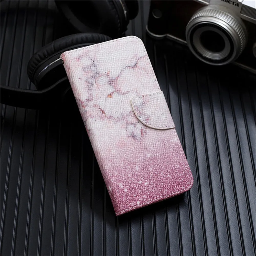 Anymob Samsung Case Pink Glitter Cartoon Flip Leather Wallet Phone Cover Protection