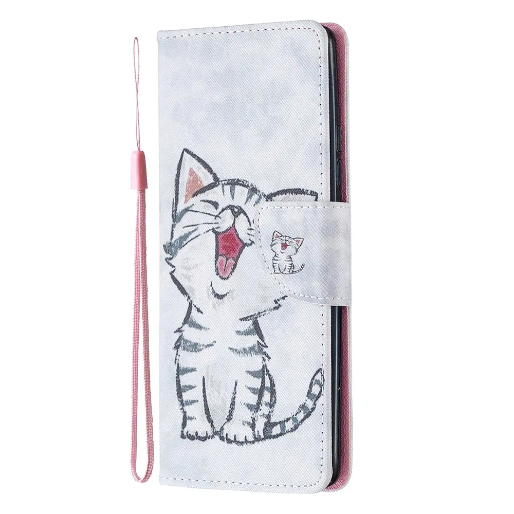 Anymob Samsung Case White And Black Flower Cartoon Flip Leather Wallet Phone Cover Protection