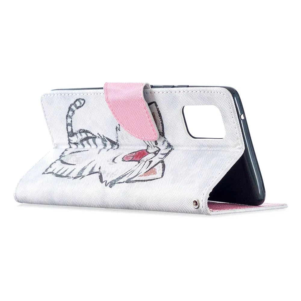 Anymob Samsung Case White And Black Flower Cartoon Flip Leather Wallet Phone Cover Protection