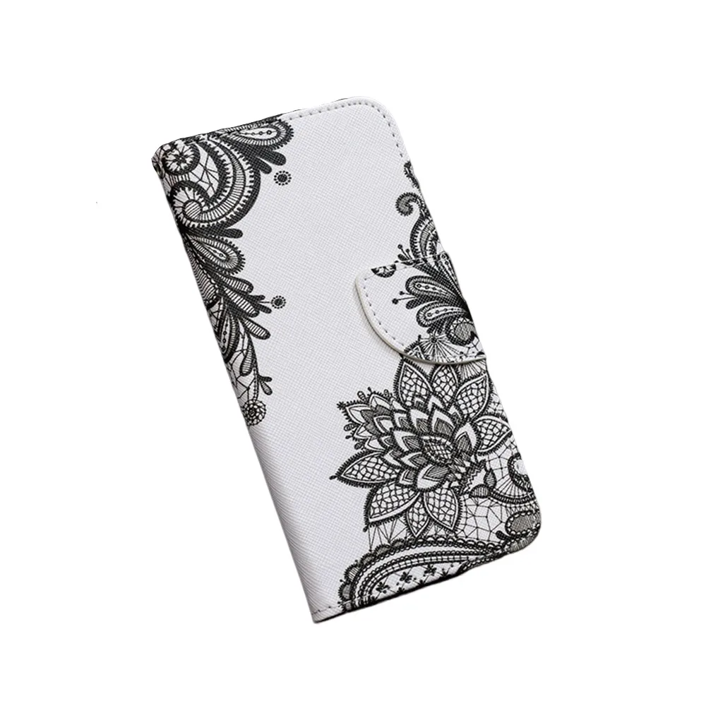 Anymob Samsung Case White And Gray Flower Design Flip Leather Wallet Phone Cover Protection