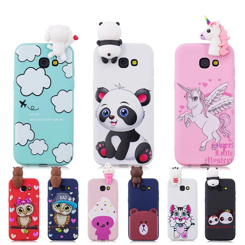 Anymob Samsung Case White Cat Soft Silicone 3D Unicorn Panda Phone Cover Protection