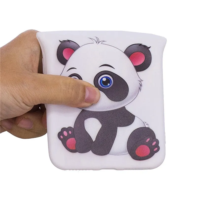 Anymob Samsung Case White Cat Soft Silicone 3D Unicorn Panda Phone Cover Protection