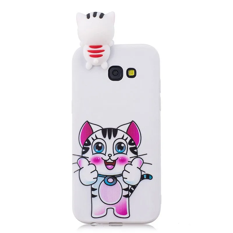 Anymob Samsung Case White Cat Soft Silicone 3D Unicorn Panda Phone Cover Protection