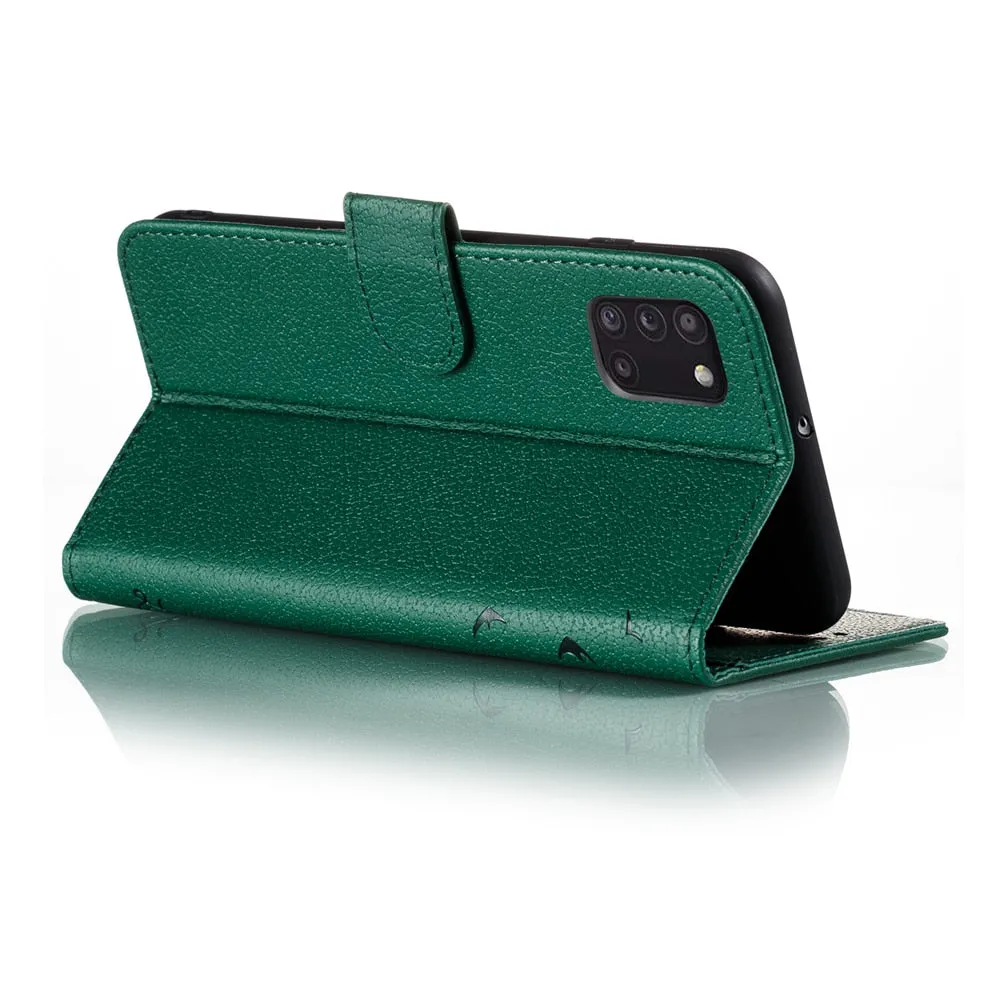 Anymob Samsung Matte Black Flip Case Leather Phone Wallet Cover Protection