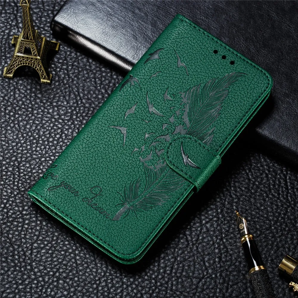 Anymob Samsung Matte Black Flip Case Leather Phone Wallet Cover Protection