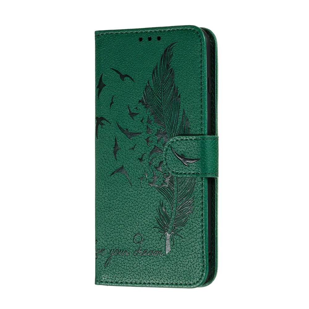 Anymob Samsung Matte Black Flip Case Leather Phone Wallet Cover Protection