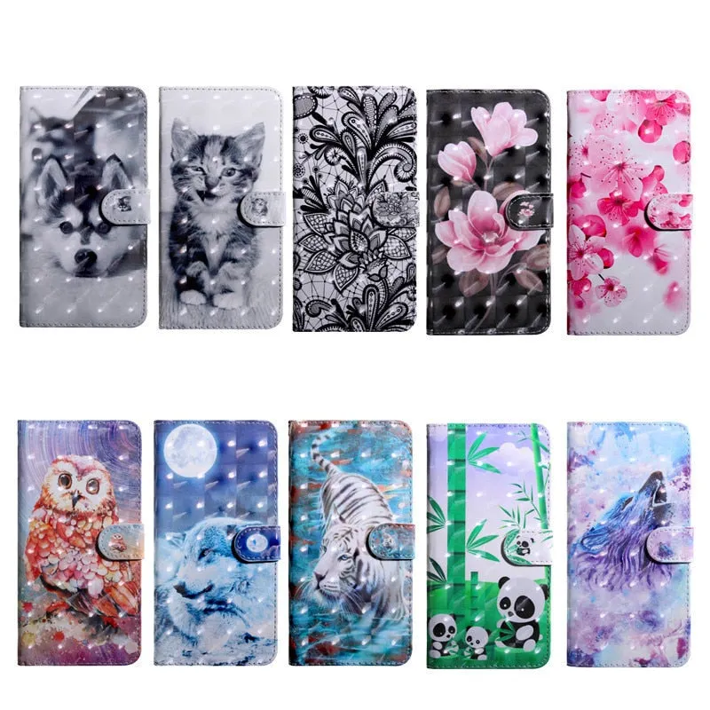 Anymob Xiaomi Redmi Blue Leather Case Wolf Flip Wallet Cover Bag Shell Protection