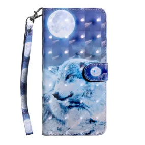 Anymob Xiaomi Redmi Blue Leather Case Wolf Flip Wallet Cover Bag Shell Protection