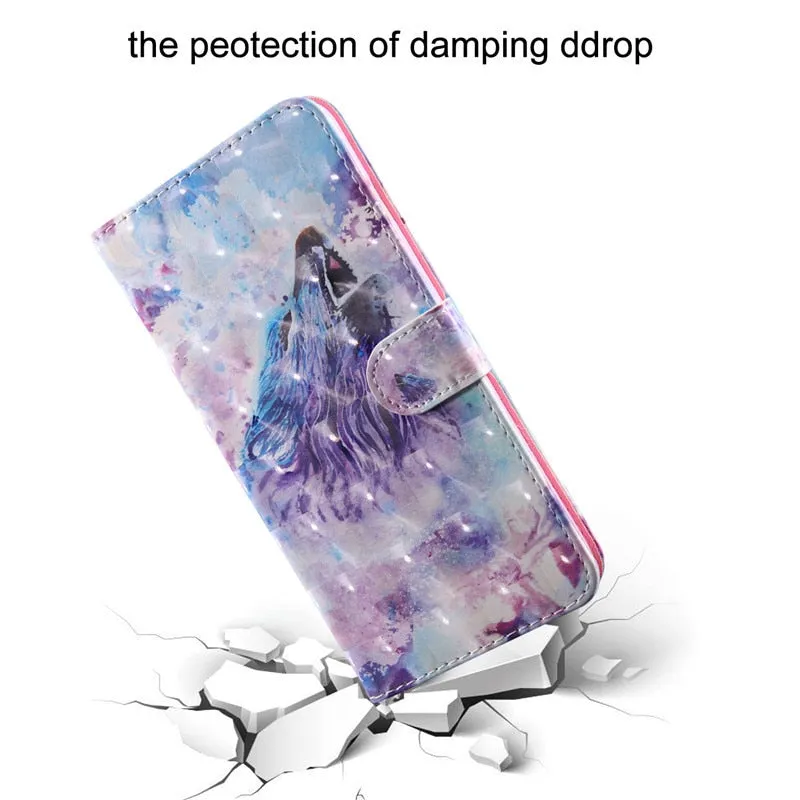 Anymob Xiaomi Redmi Blue Leather Case Wolf Flip Wallet Cover Bag Shell Protection